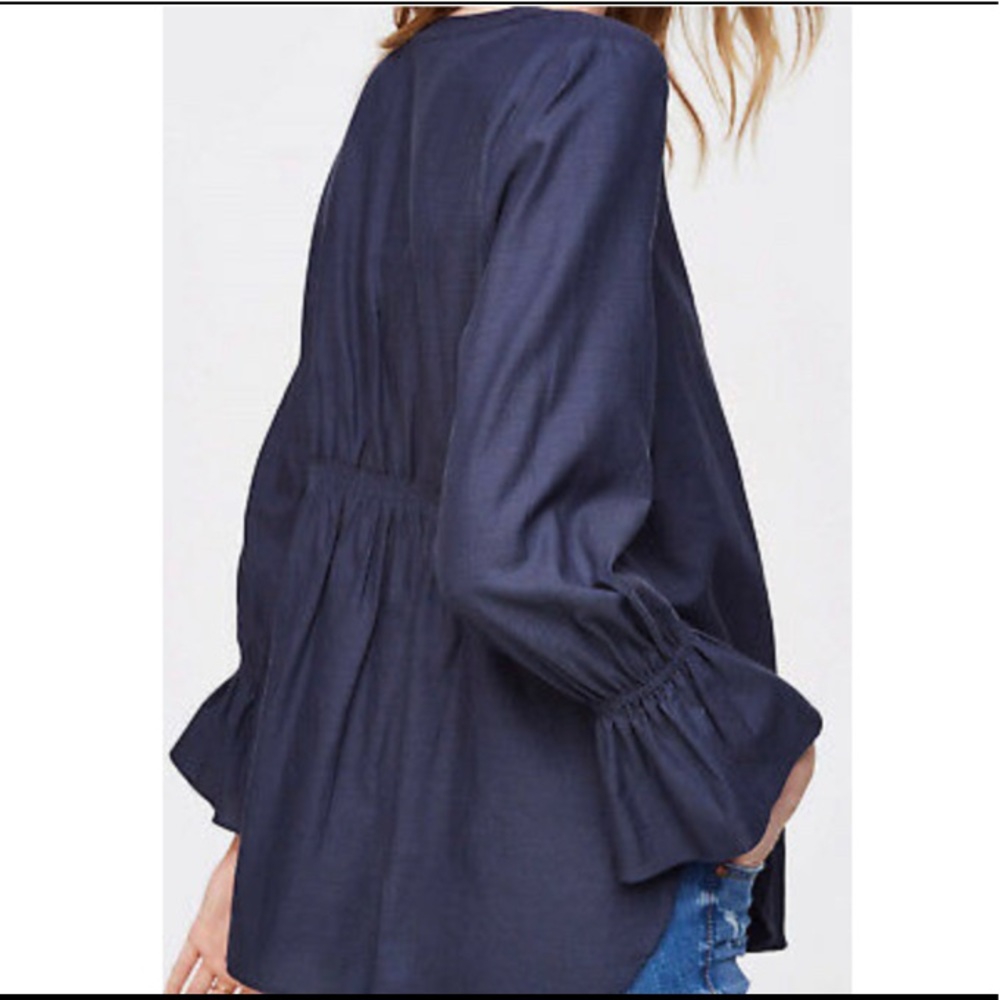 Ann Taylor LOFT Cotton Smocked Trim Tunic - Picture 3 of 6
